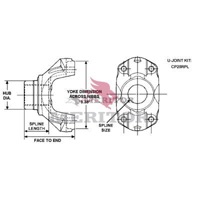 25WYS38-13 Meritor 25R Series End/Pinion Yoke | Rpl