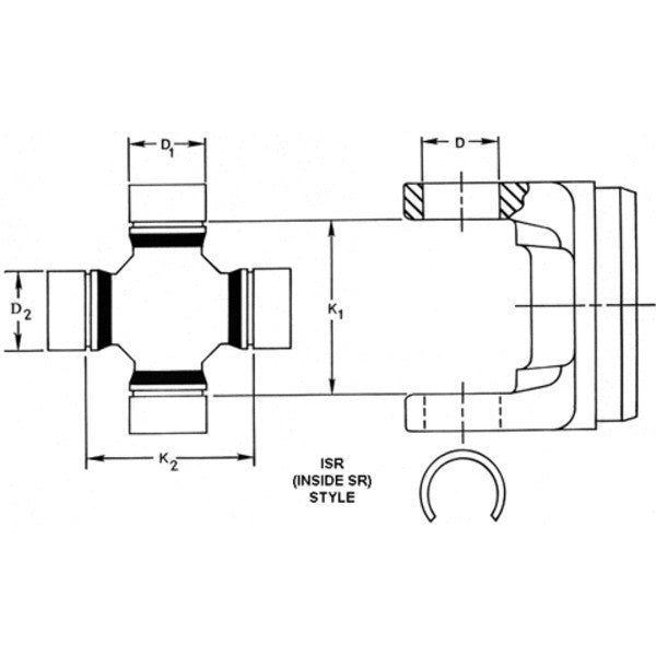 Spicer 5-1301X | (Detroit 5380) Universal Joint, Greaseable