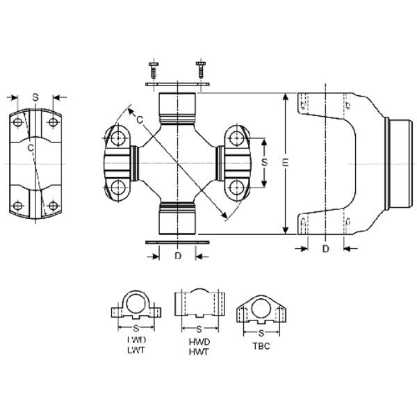 Spicer 5-324X | (Mechanics 9C / 1810) Universal Joint, Greaseable