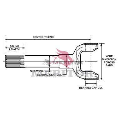 750NYSM27-13 Meritor 750N Series Yoke Shaft | Round Bearing