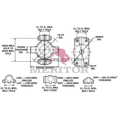CP82N-HWD-PL Meritor 82N Series U-Joint Kit | Wing Type Combination