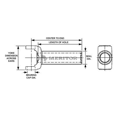 R3R-3-9101X Meritor 3R Series Slip Yoke | Inside Snap Ring