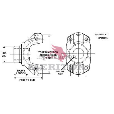 25WYS38-9A1 Meritor 25R Series End/Pinion Yoke | Rpl