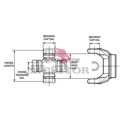 CP1200X Meritor S55 Series U-Joint Kit | In-Out Snap Ring Combinations