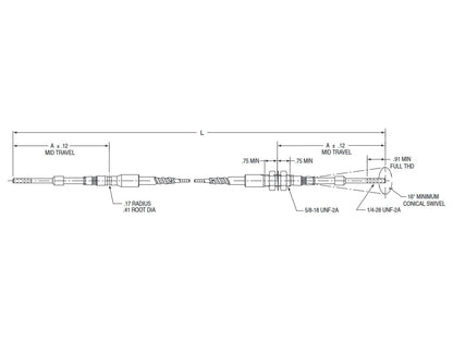 Push Pull Threaded/Grooved Low Friction Cable Diagram